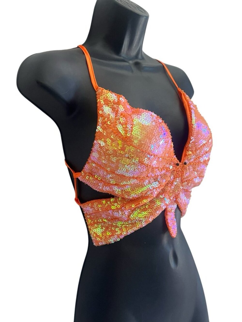 vtg y2k 90's Rue21 sequin butterfly top mermaid fairycore one sz - Picture 2 of 11